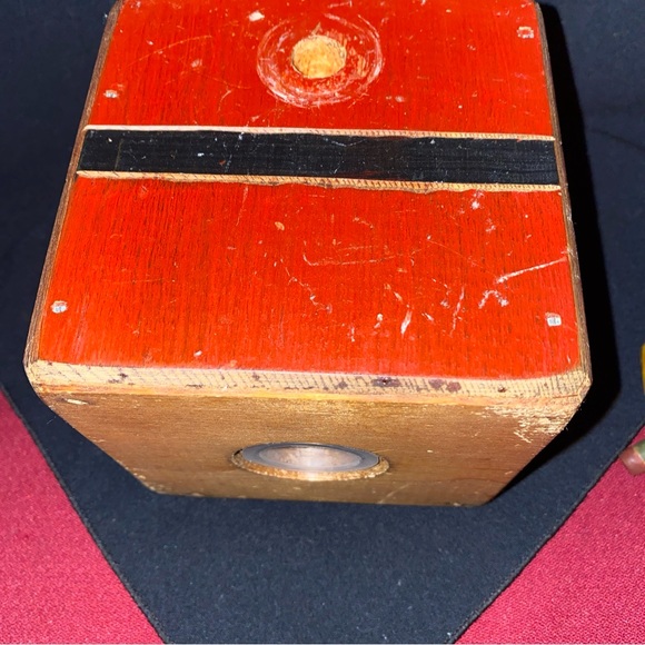 Santa Christmas Wooden Bank Box Handcrafted Vintage Heavy...